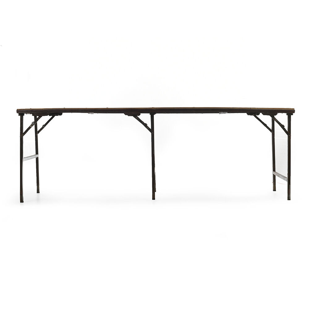 Teak and metal folding table