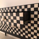 Black and white checkered resine furniture
