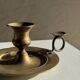 Antique gold hand candlestick with a handle fixed by 3 rivets H8 D13