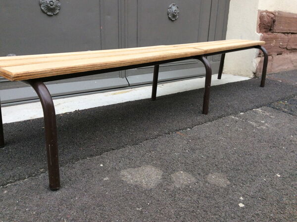 Banc d'école Mullca vintage piétement tubulaire