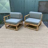 Paire de fauteuils en rotin vintage