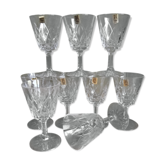 Lot de 9 petits verres à pied Vmc Reims France vintage