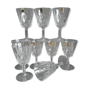 Lot de 9 petits verres à pied Vmc Reims France vintage