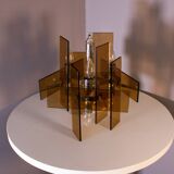 Orange glass lamps, six bulbs each