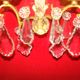 Pair of bronze and crystal wall lights with 2 arms of light