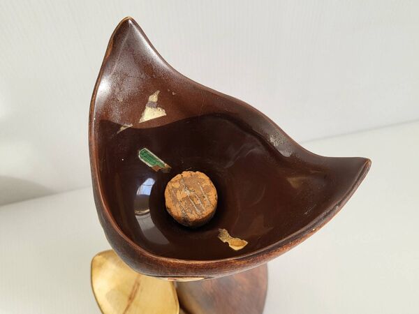 Bouteille de liqueur vintage 1950 chat chats ceramique 50s noyau de poissy