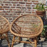 Pair of wicker armchairs