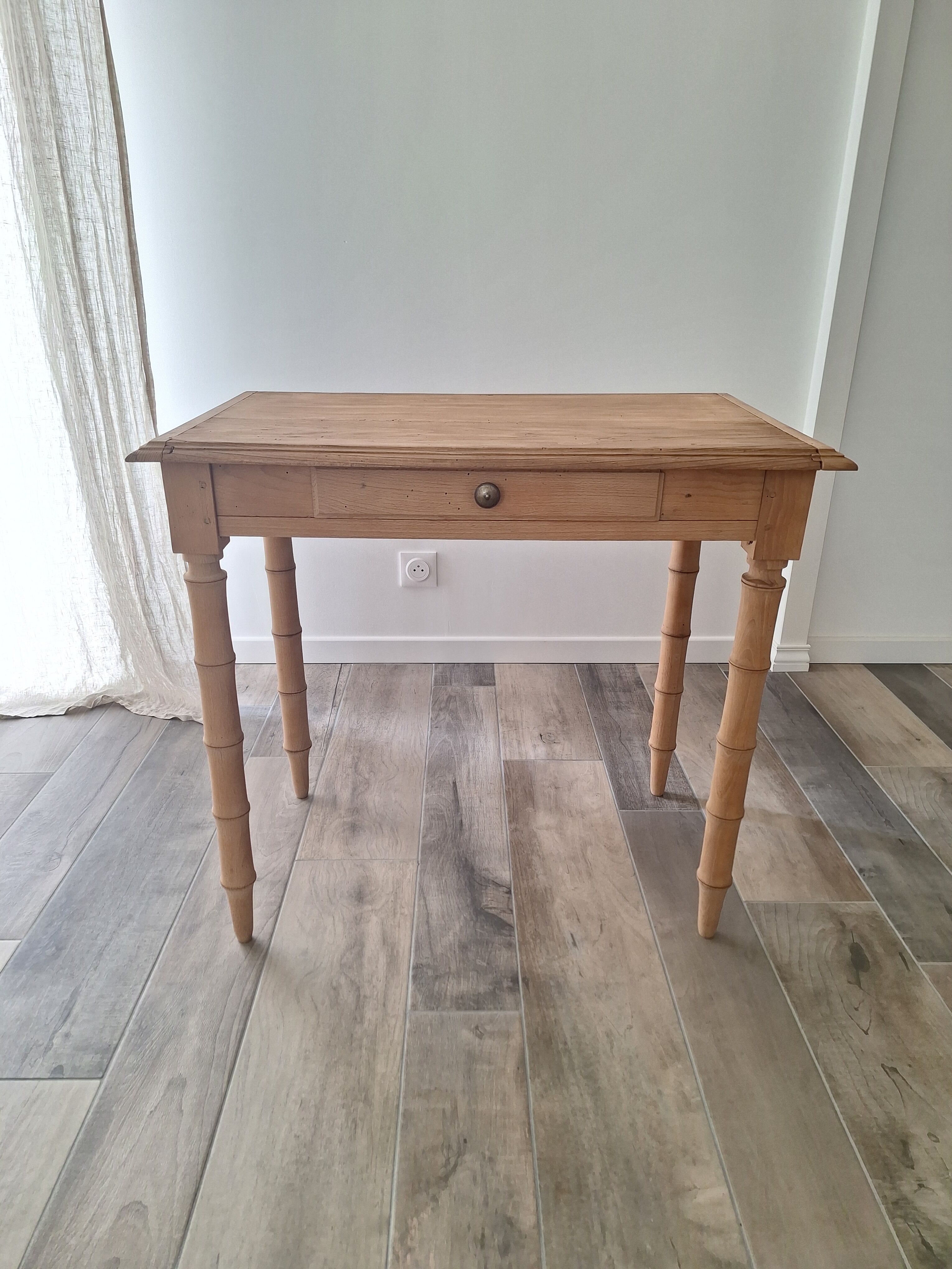 Old beech wood bureau/console/side table with bamboo legs.