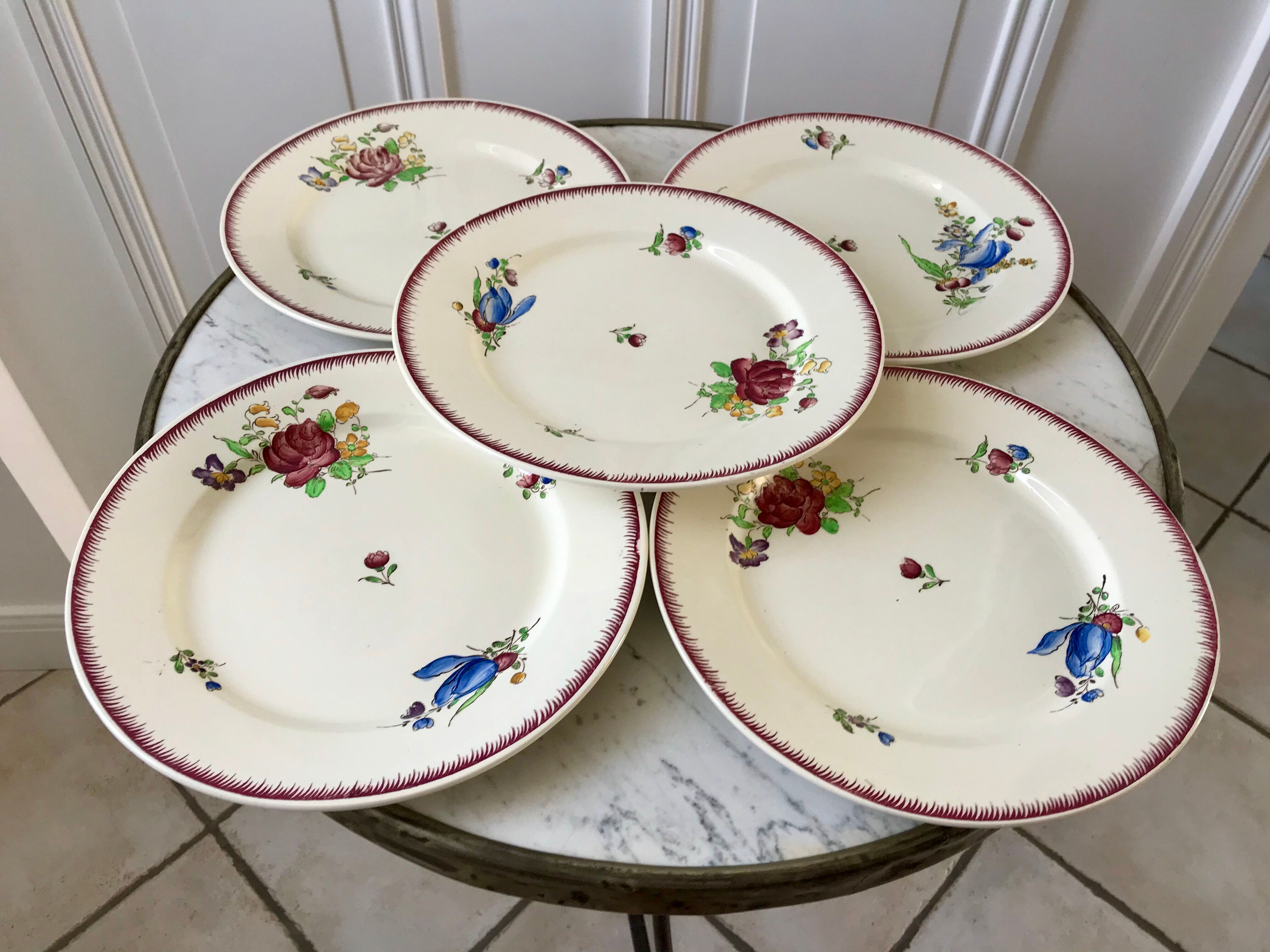 lot of 5 large flat plates Villeroy & Boch La Louvière Belgian manufacture in Terre de Fer débu