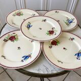 lot de 5 grandes assiettes plates Villeroy & Boch La Louvière fabrication belge en Terre de Fer débu