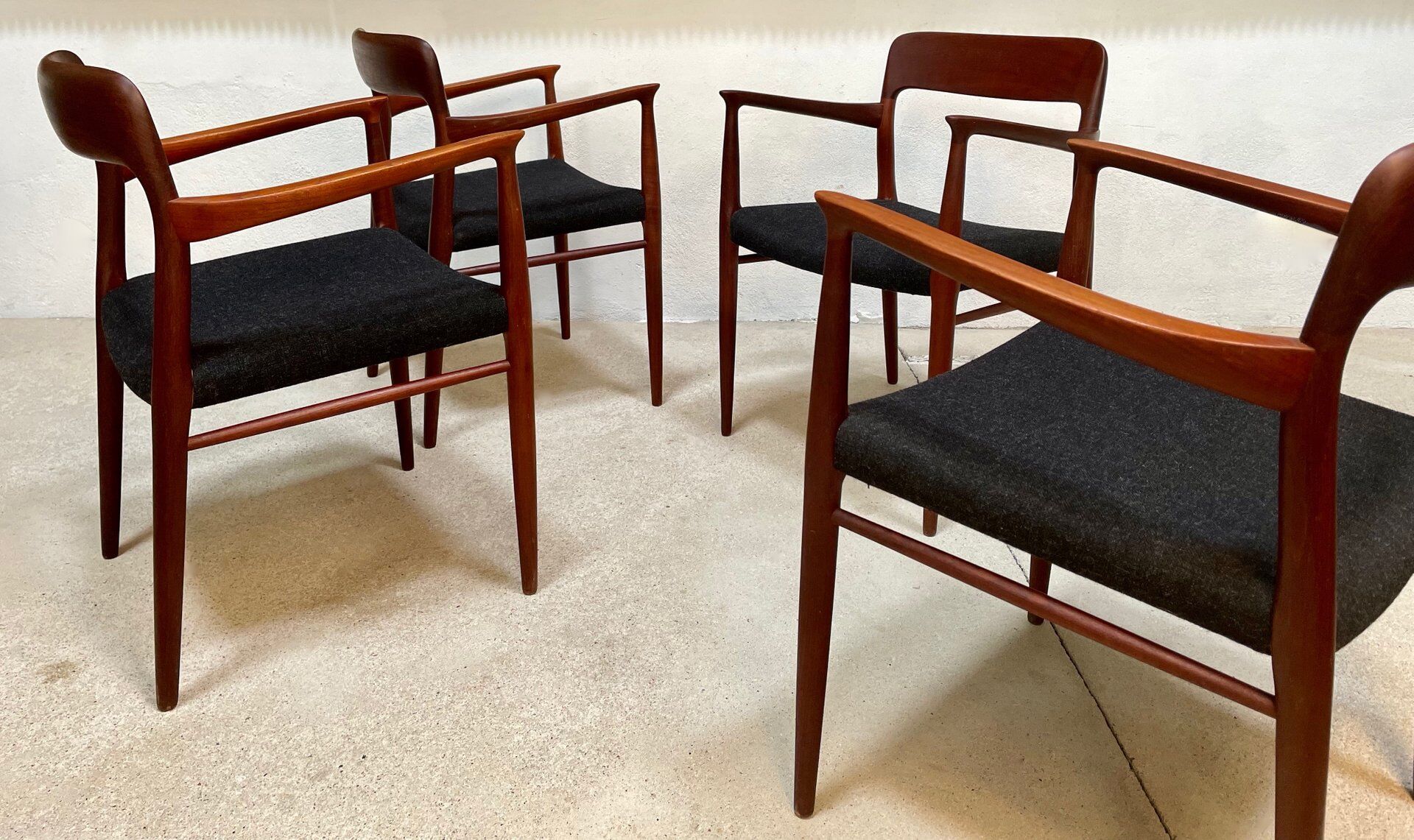 Danish teak model 56 chairs by Niels O. Møller for J.L. Møllers, 1954, set of 4