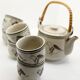 Teapot and its 6 cups with birds Seventies look made in Korea