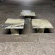 Series of three nesting tables in green marble, 1970