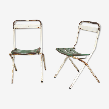 Pair folding Tolix T1 chairs