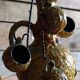 Vintage ceramic liqueur service "Fat Lava" and wrought iron