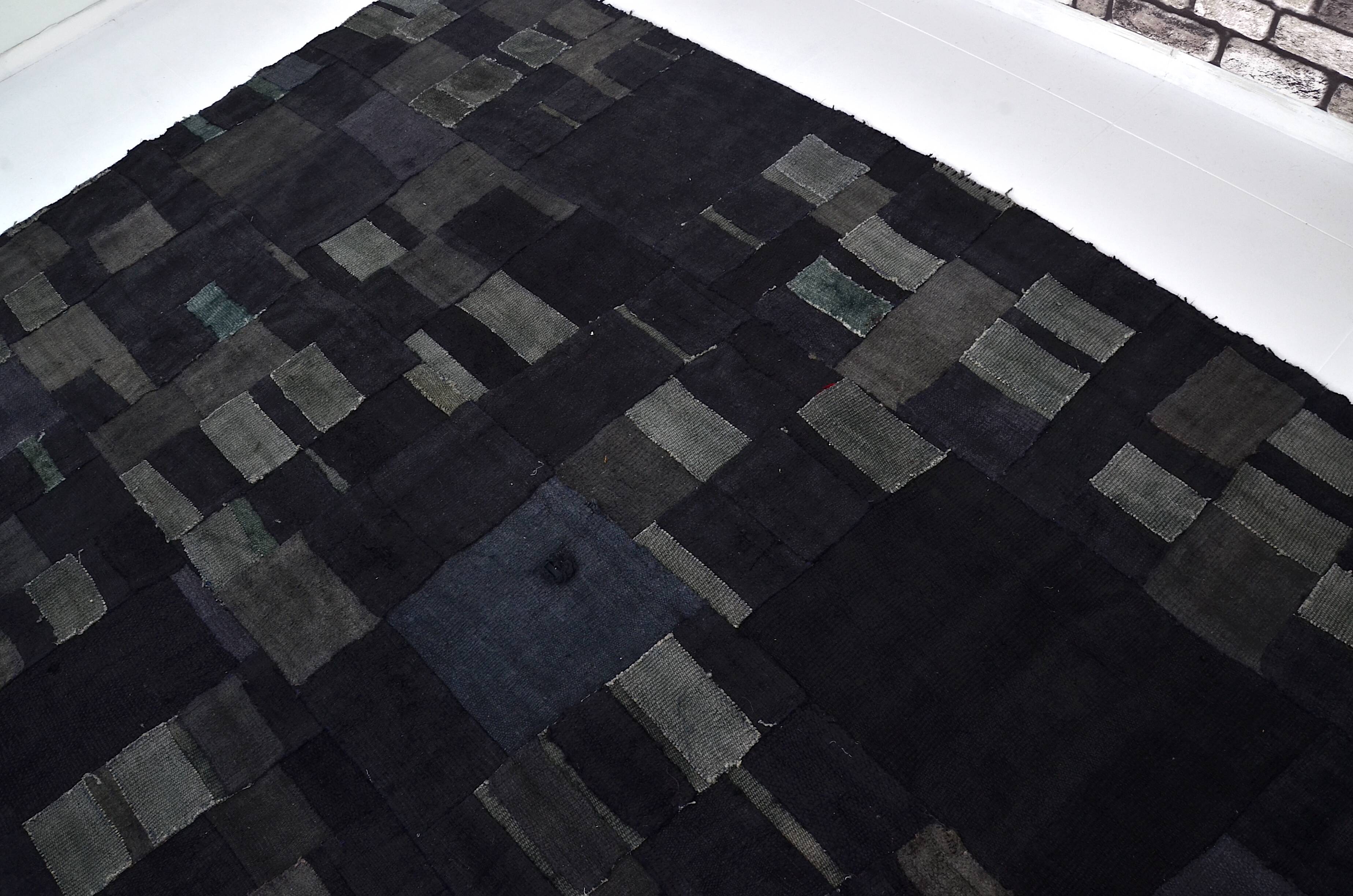 Black Vintage Hmep Patchwork Rug sku 3046
