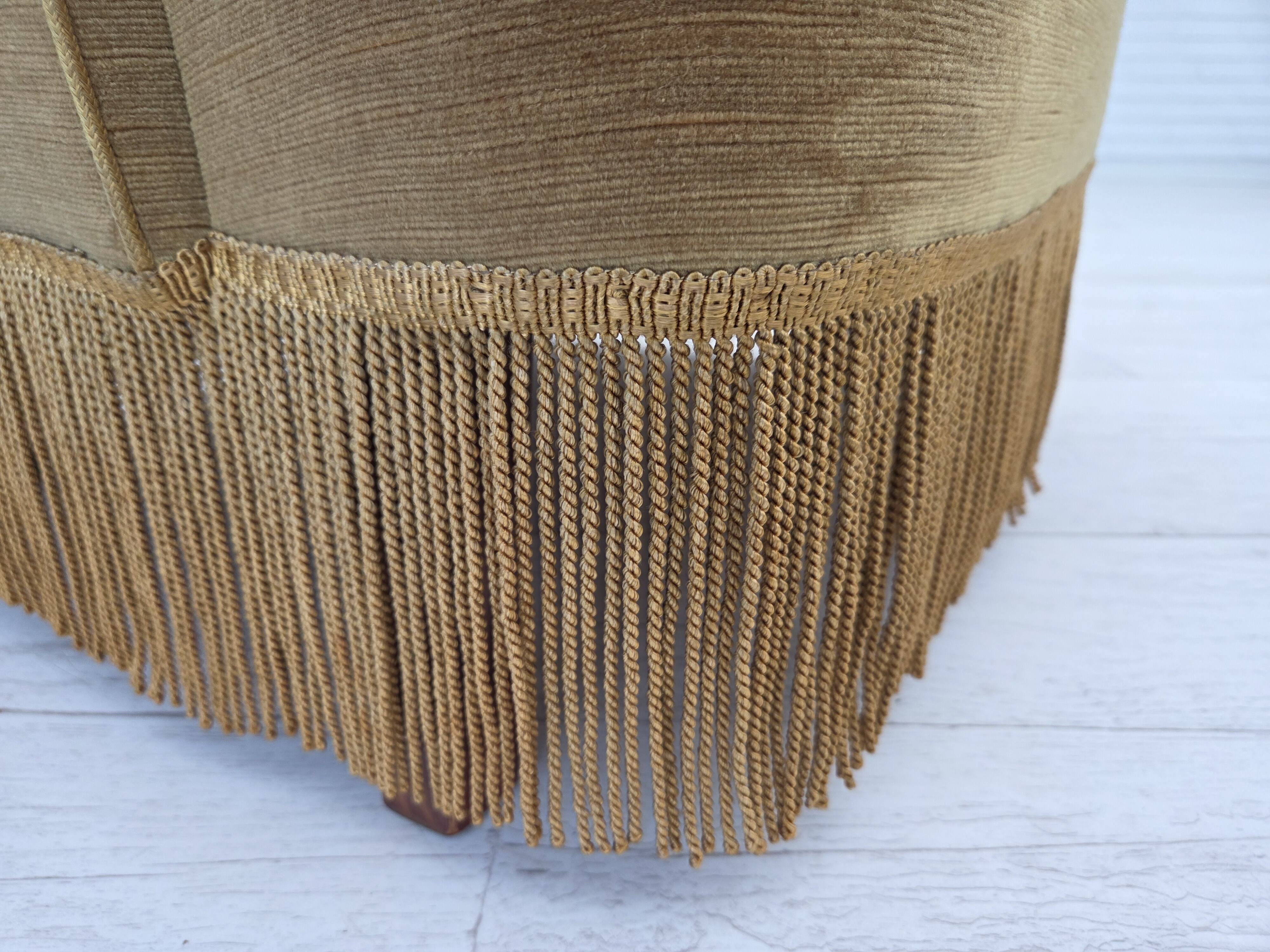 1970s, Danish lounge chair, light green furniture velour, beech wood.