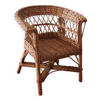 Rattan and wicker children's armchair