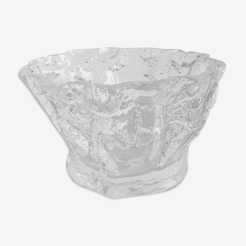 Vase Suédois vintage en verre texturé
