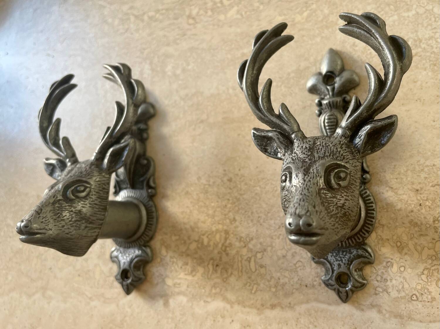 Pair of vintage deer head hooks