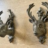 Pair of vintage deer head hooks
