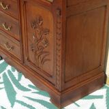 Small oak display case, old glass