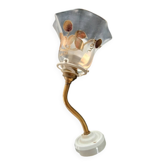 Elbow Wall Lamp Porcelain Tulip Gold with Flowers