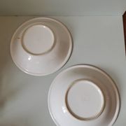 Set of 2 vintage soup plates in speckled black and white ceramic made in Italy