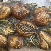 Large wall sculpture in carved gilded wood – fruits and foliage –