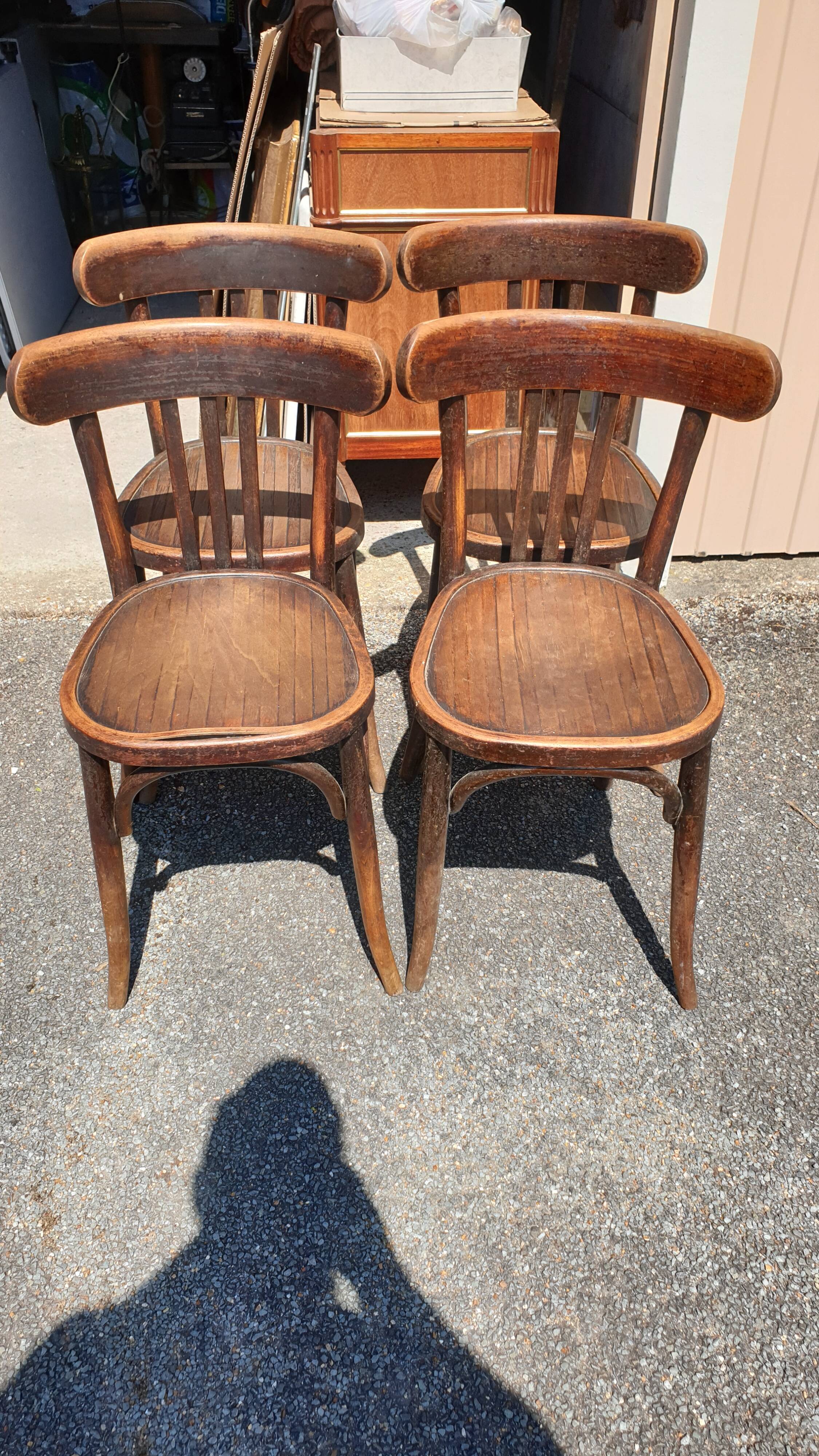 4 curved bistro chairs period 40/50