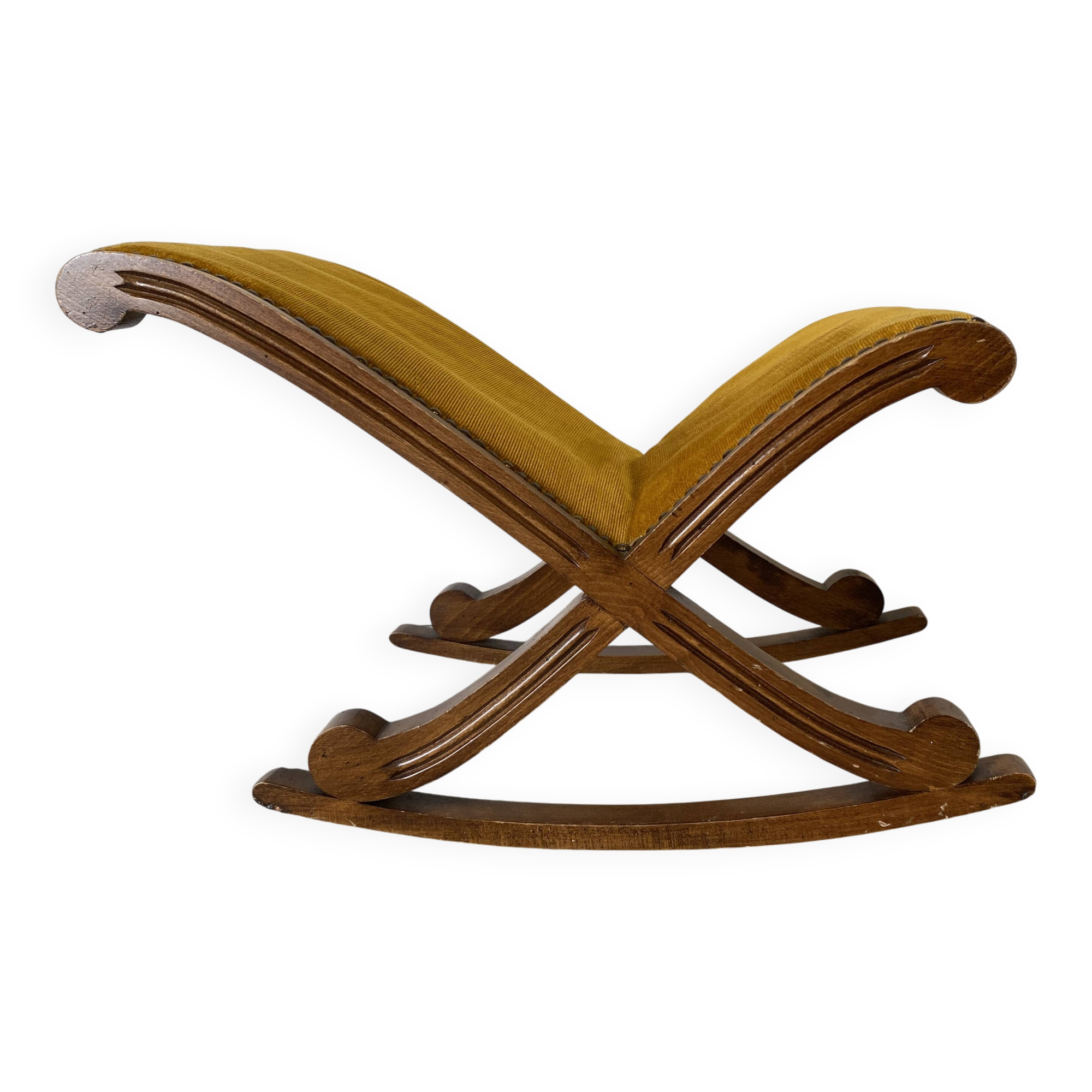 Small rocking stool – wood & velvet