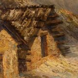 French mountain landscape signed painting