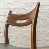 Teak and Black Leatherette Vintage Design Dining Chairs, 1960s