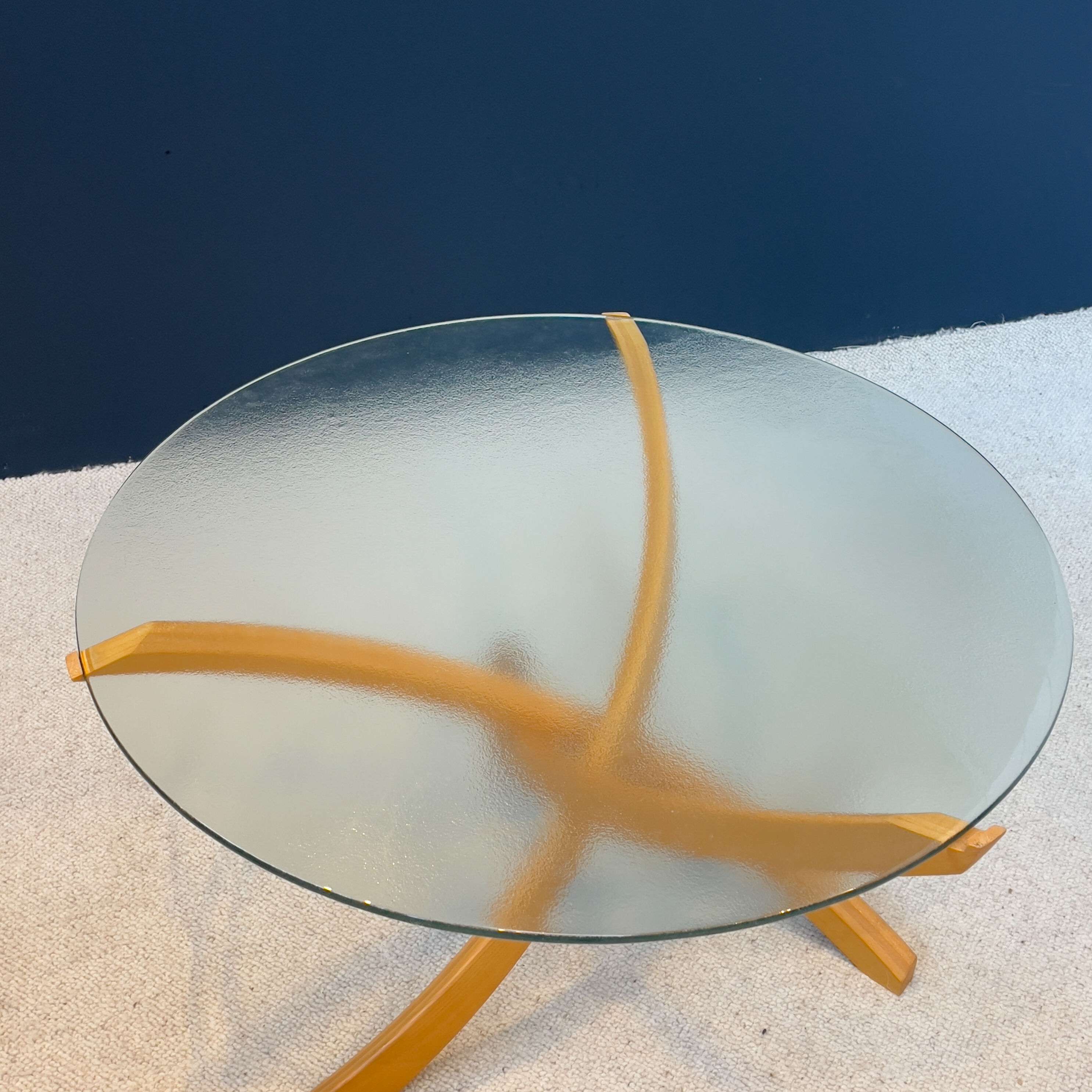 Coffee table "maison regain" beech and glass design 1970