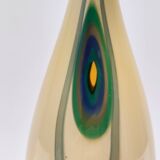 Beige Encased and Hand-blown Glass Decanter Bottle, Italy