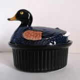 Zoomorphic duck terrine majolica slip