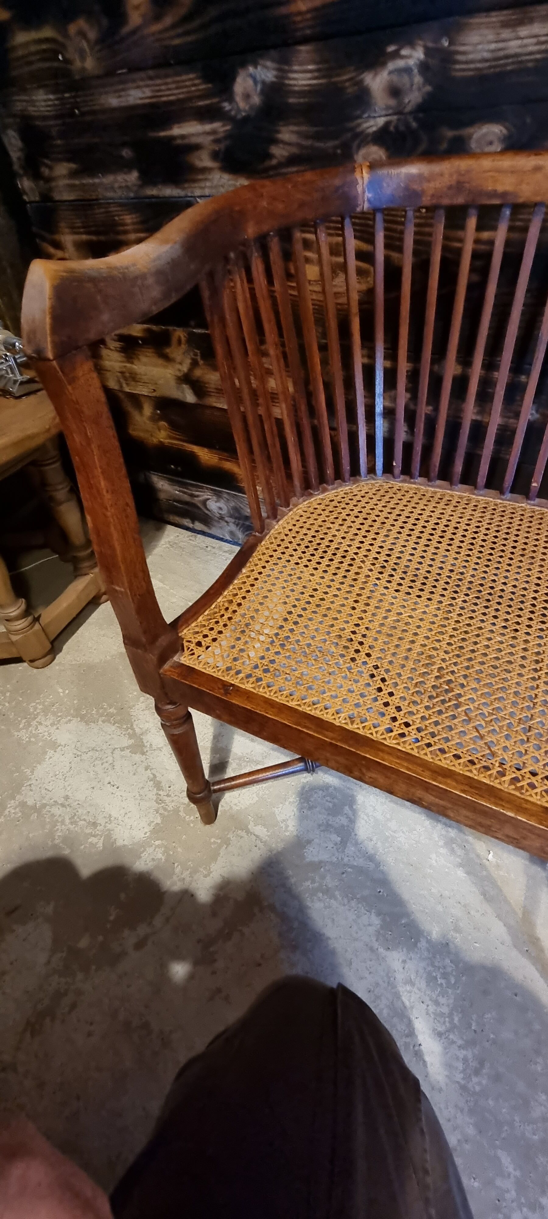 Wooden bench and cannage