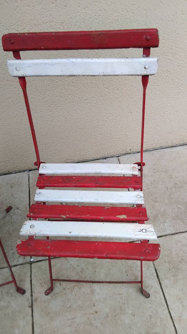 Paire chaises pliantes de jardin bistrot 1900 ancienne vintage