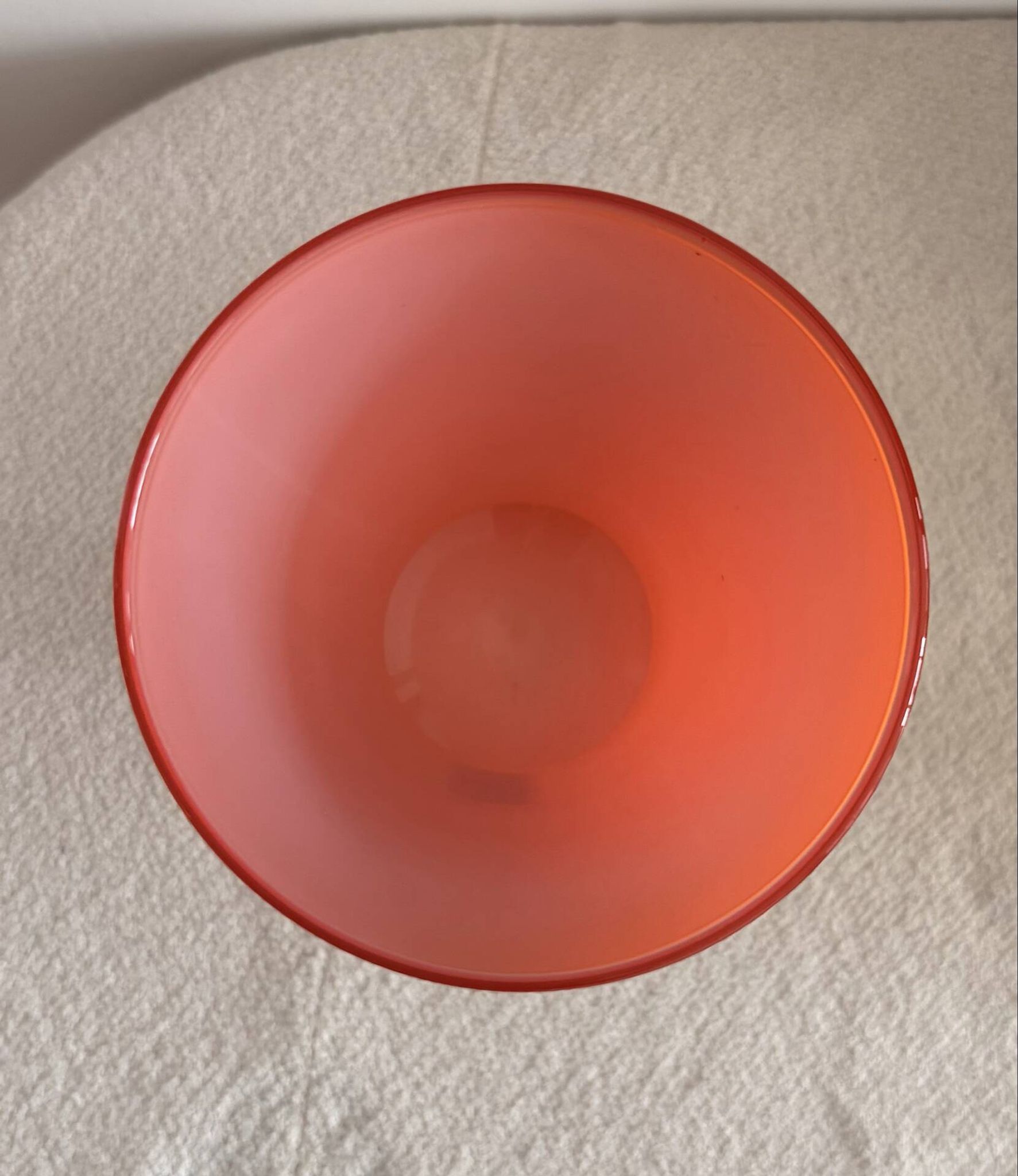 Mid-century modern Italian art glass chalice vase – Orange coated and Opa