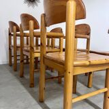 6 old Scandinavian chairs from the 70s solid wood design Reiner Daumiller in solid pine