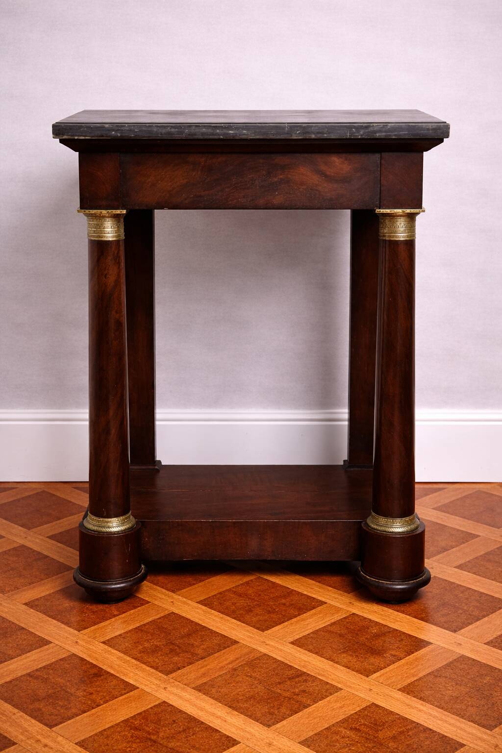 Console / Side table in mahogany and marble – Empire period, 19th century