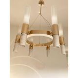 Contemporary Gold Ring Chandelier With Gradient White and Carrara Marble Glasses by Simoeng