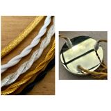 Triple vintage tulip pendant light in amber glass