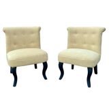 2 reupholstered toadstool armchairs