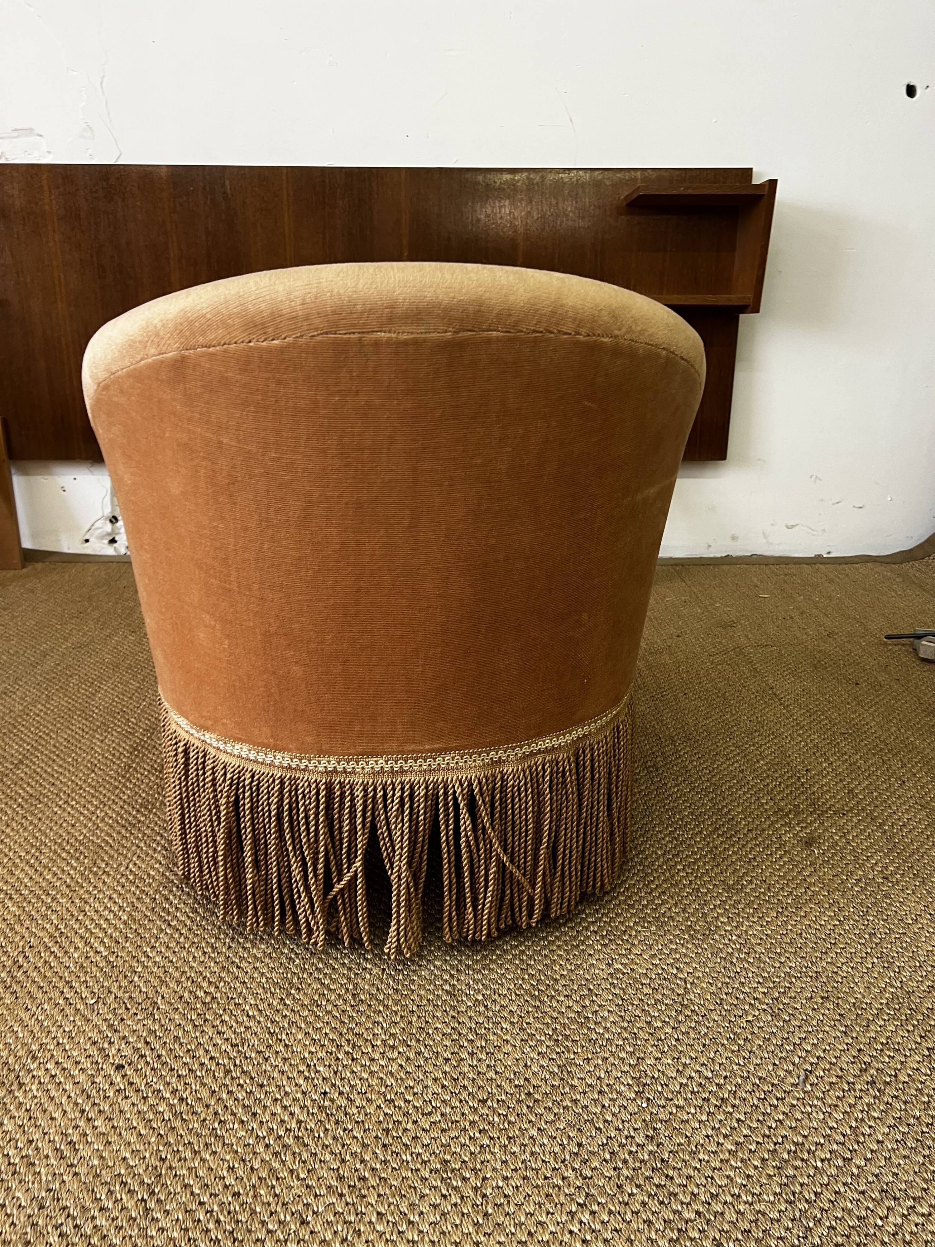 Yellow velvet toad armchair