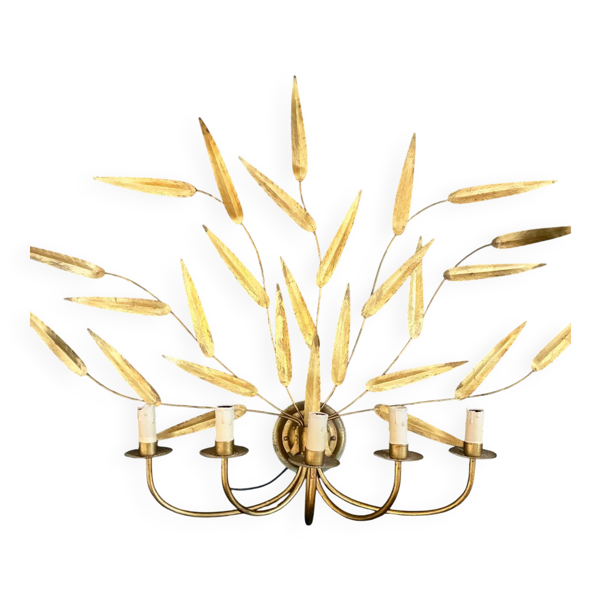 Large wall lamp "Leaves" in brass - 1970.