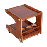 Restored midcentury mahogany trolley, revived polish, czechia, 1960s