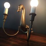 Pair d swans solid brass wall light