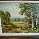 Oil on canvas "ballad in the Breton countryside"