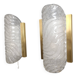 Pair of brass and glass wall lights by Fischer Leuchten, 1960s